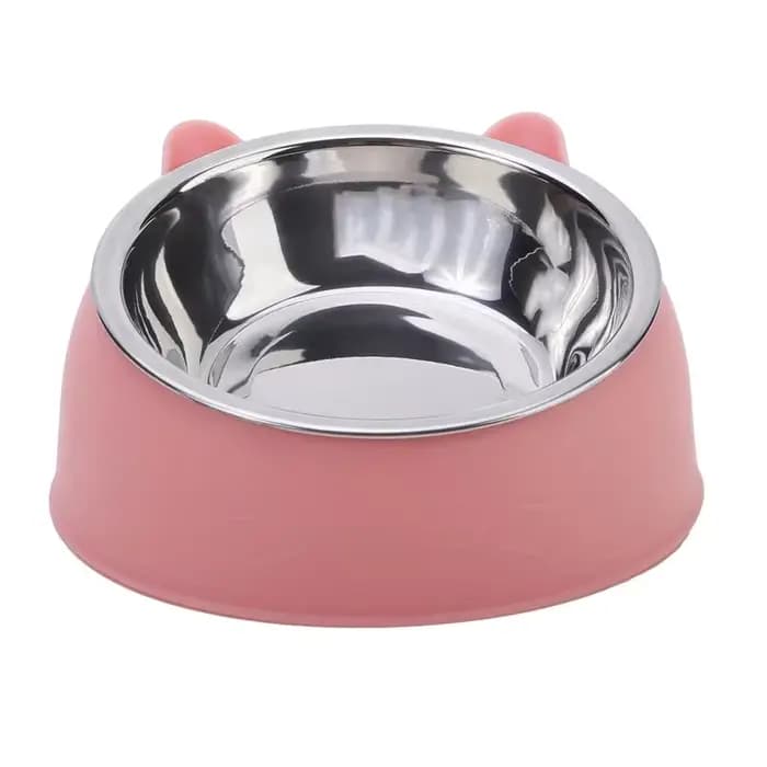 Bol pour chat en acier inoxydable avec base antidérapante, design mignon avec oreilles de chat, bol 