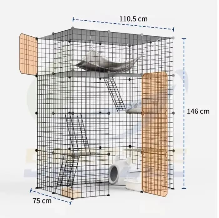 Grande cage extérieure de chat d'animal familier en métal de grande capacité pour des chats
