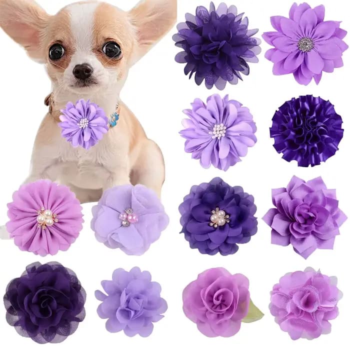 10 pièces fait à la main chien noeud papillon chiot Clolorful fleur collier pour petits chiens anima