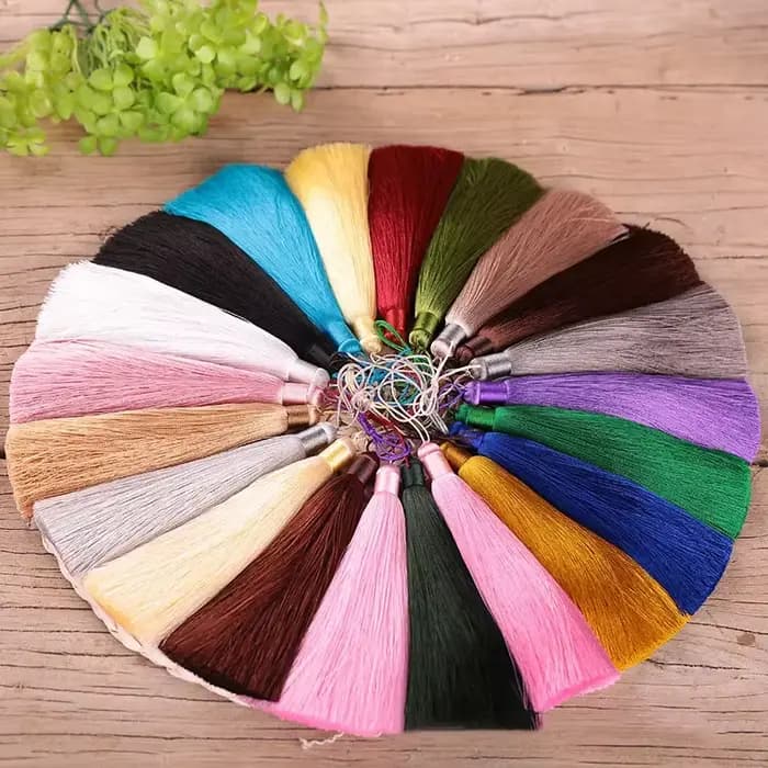 Pampilles en Polyester avec anneau de suspension, 2 pièces de 12CM, en soie, pour décoration de la m