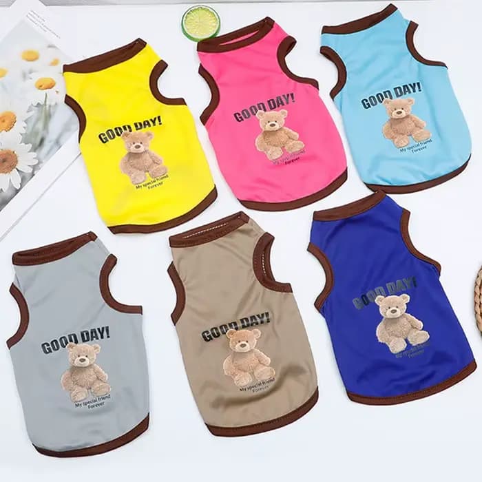 Dessin animé ours chien vêtements mignon coton chien Costume animal de compagnie T-shirt chats gilet