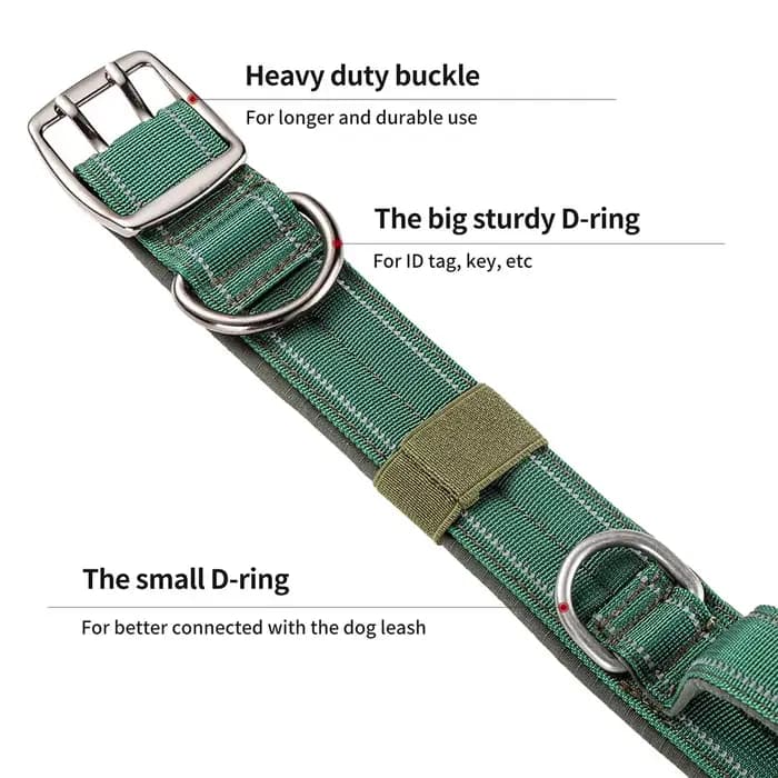 Collier pour chien tactique robuste à Double boucle, collier pour chien de qualité militaire avec po