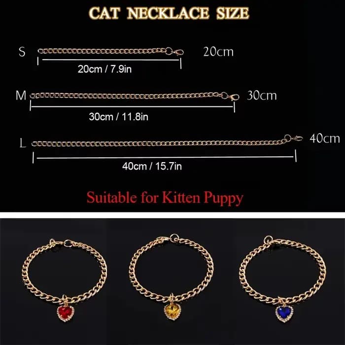 Collier de luxe pour chien et chat, bijoux avec pendentif en forme de cœur et de diamant, chaîne en 
