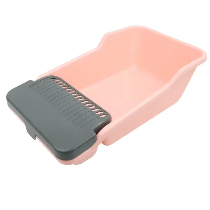 Bac à litière pour chat, grand toilettes semi-fermées pour chat, grand espace en plastique, bac à li