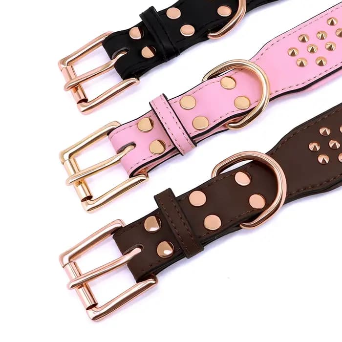 Collier en cuir clouté pour animaux de compagnie, réglable, durable, grand, moyen, grand, chiot, pit