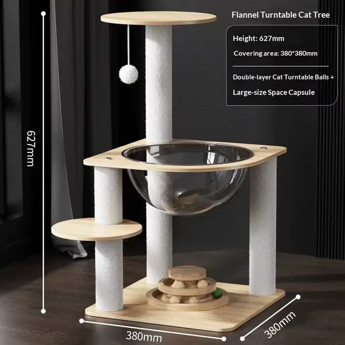 Arbre à chat compact et peu encombrant, multi-niveaux, avec griffoir, lit et étagère, idéal pour app