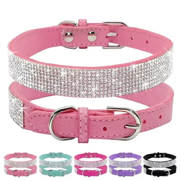 Collier de chien en cristal de fibre de daim, colliers de chien en biscuits à paillettes confortable