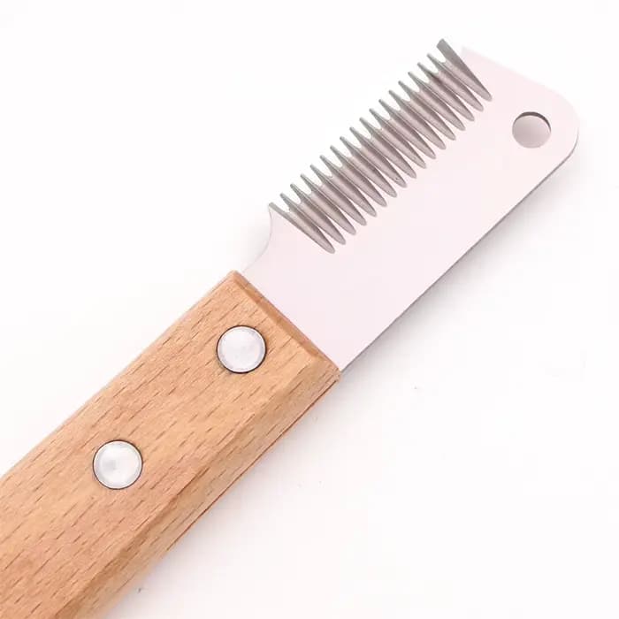 Couteau d'épilation pour animaux de compagnie, peigne professionnel pour chien, manche en bois inoxy