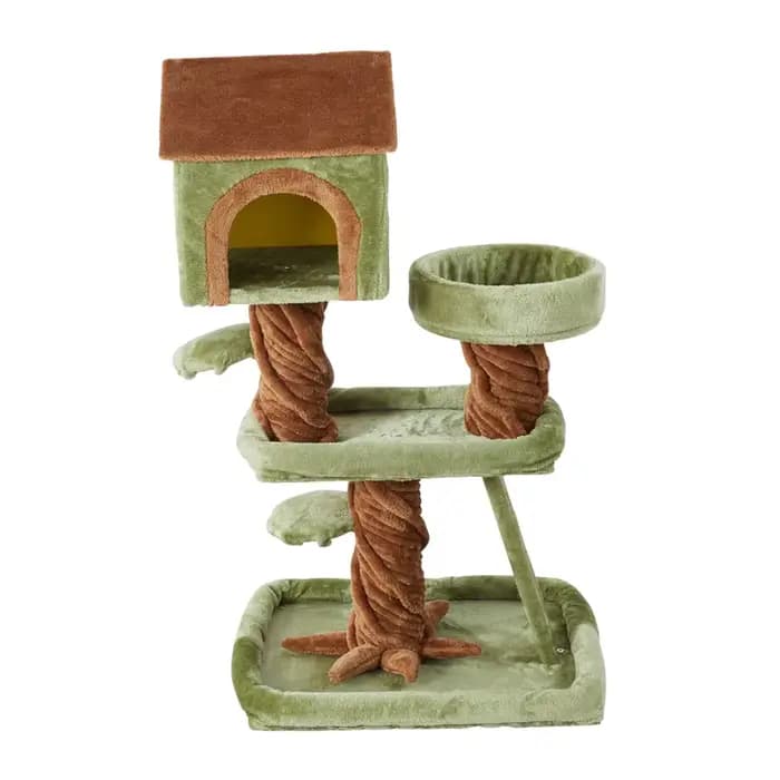 Arbre à chat de luxe de 41 pouces, maison pour chat avec poteaux à gratter, meubles d'escalade à plu