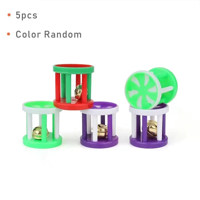 Jouets cylindriques en plastique pour animaux de compagnie avec petite cloche, jouet coloré d'entraî