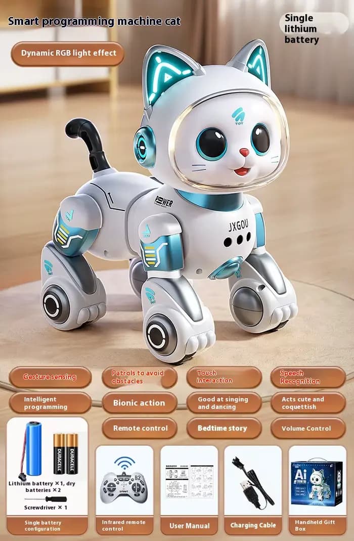 Robot chat télécommandé, jouet électrique qui miaule, cadeau pour garçons, filles, enfants, annivers
