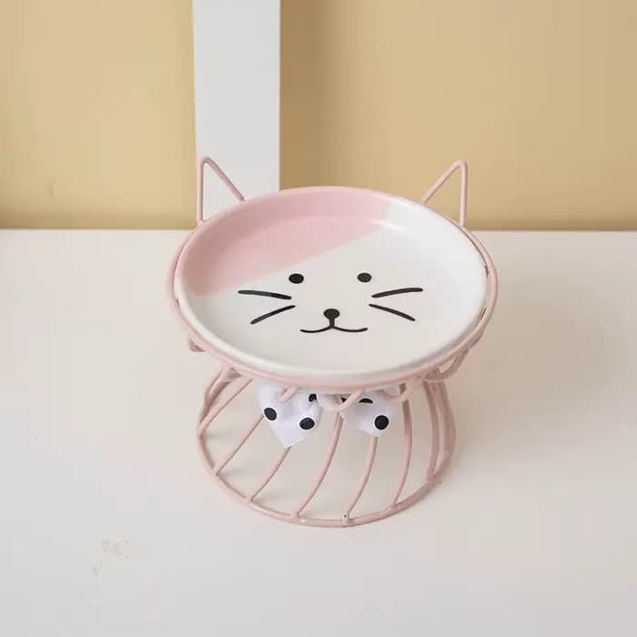 1 ensemble (1 support + 1 bol) de gamelles surélevées pour chat, en céramique, avec support antidéra