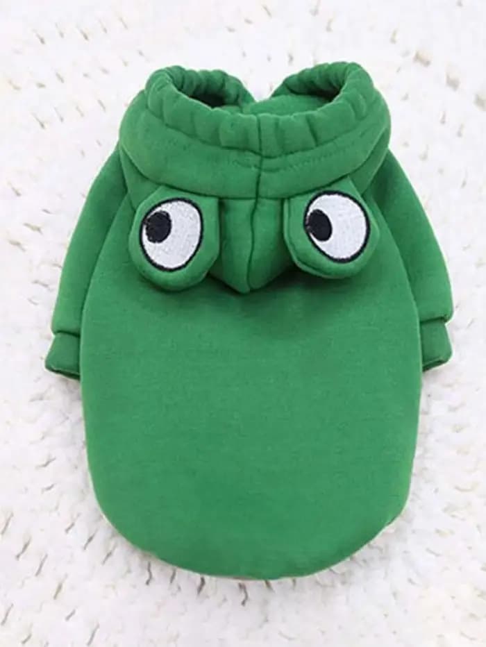 Pull grenouille mignon pour animaux de compagnie, petit et moyen chien, sweat à capuche vert avec de