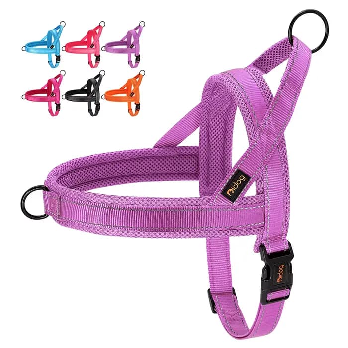 Harnais réfléchissant en maille et Nylon pour chien, gilet sans traction avec poignée de contrôle ra