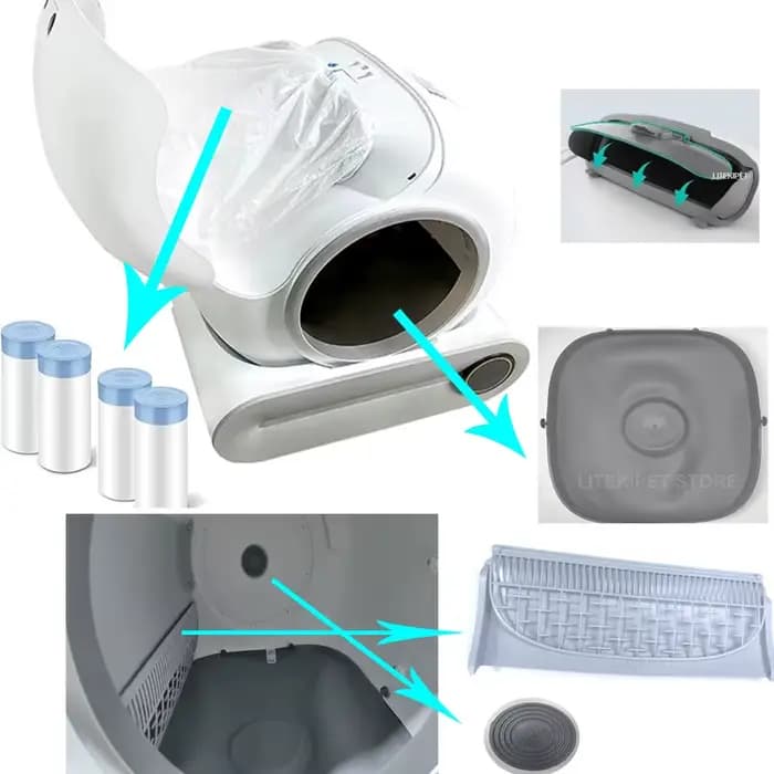 TONEPIE – bac à litière automatique pour chat, accessoires de porte, Capsule inférieure, écran de Ve