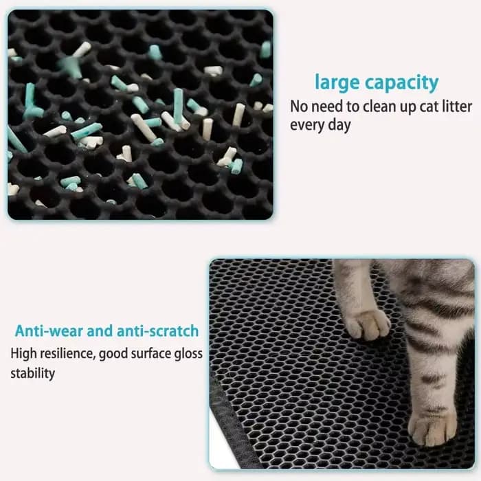 Tapis de litière pour chat avec cadeau, Double couche, imperméable, pour boîte à litière pour animau