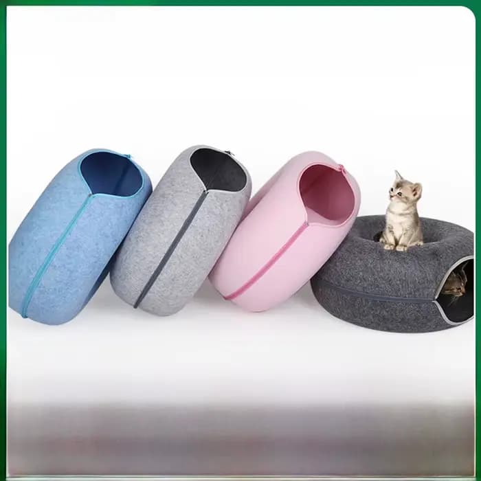 Nid pour animaux de compagnie en feutre, style semi-fermé, détachable, pour chatons de moins de 8 kg