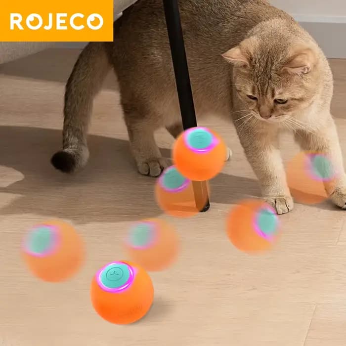 ROJECO – jouets intelligents pour animaux de compagnie, balle rebondissante pour chat, balle roulant