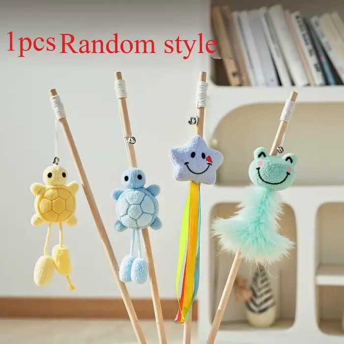 Jouets en bois pour chats, bâton Teaser, tortue résistante aux morsures, jouets interactifs et durab