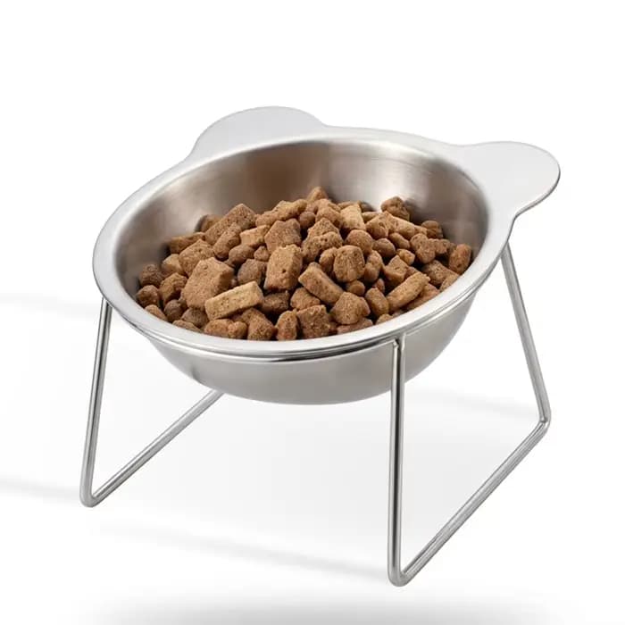 Bol pour chat en acier inoxydable 304, bol à eau amovible avec support, grande ouverture pour alimen