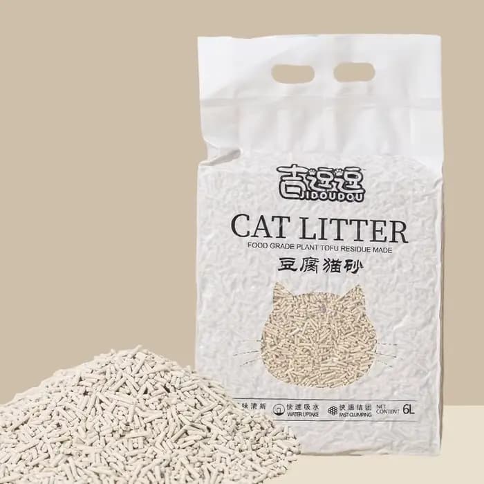 Litière pour chat en tofu, plante naturelle, bouloche et désodorise rapidement, 6L, 2mm