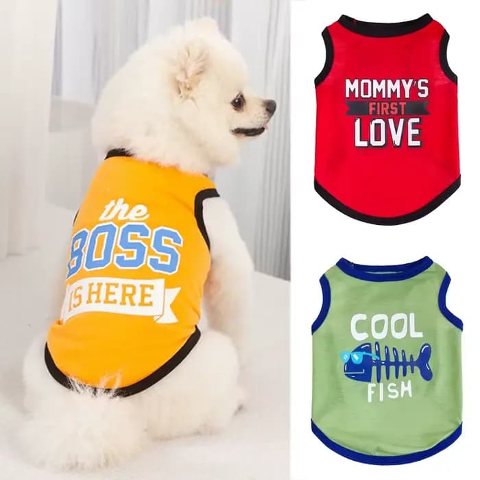 Gilet d'été en coton pour animaux de compagnie, pour petits chiens et chats, T-shirts avec lettres i