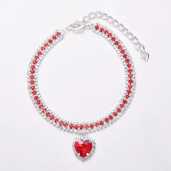 Collier de luxe en cristal pour chat, pendentif d'amour, collier pour animaux de compagnie, réglable