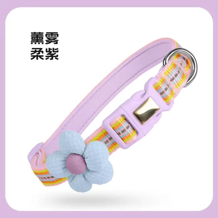 Collier pour chat mignon à motif floral avec boucle de sécurité, collier réfléchissant réglable pour