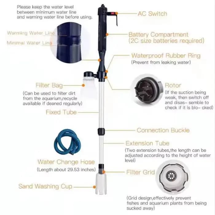 Pompe de changement d'eau d'aquarium électrique, outils de nettoyage, changeur d'eau, nettoyeur de g