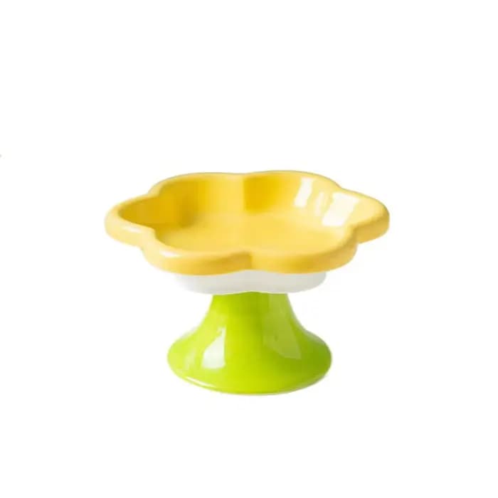 Gamelle en céramique pour chat avec motif floral et support, gamelle surélevée pour chien, grande ca