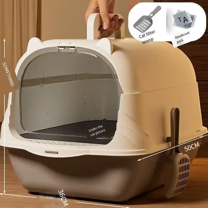 Grande litière pour chat entièrement fermée avec dessus ouvert pour éviter les éclaboussures, toilet