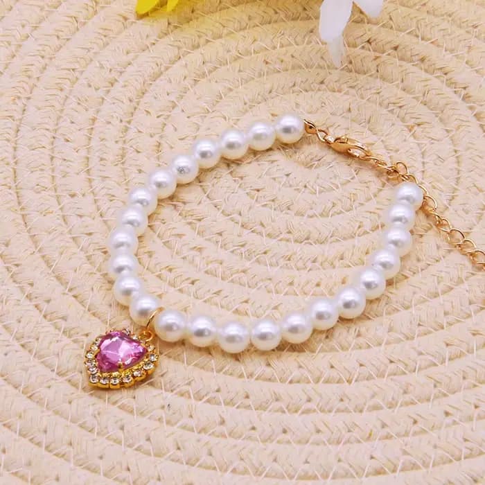 Collier de chat réglable et mignon, avec perles de haute Simulation, pour chatons, collier pour anim