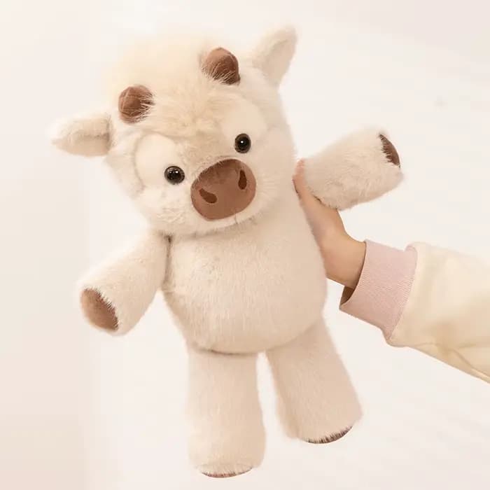 Adorable peluche de vache des Highlands 45 cm - Vache en peluche câlin qui court, fabriquée avec un 