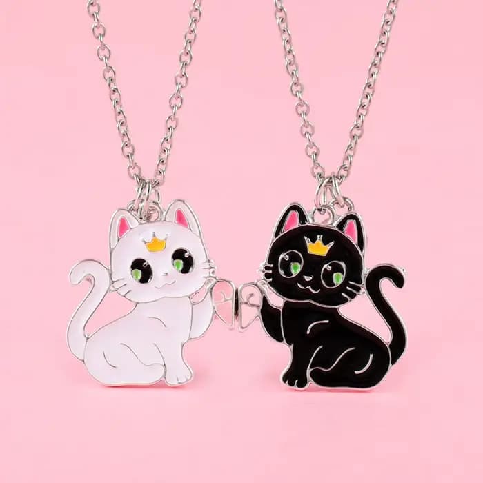 Collier meilleur ami chat Animal de dessin animé pour filles, cadeaux d'amitié à la mode, 2 pièces/e