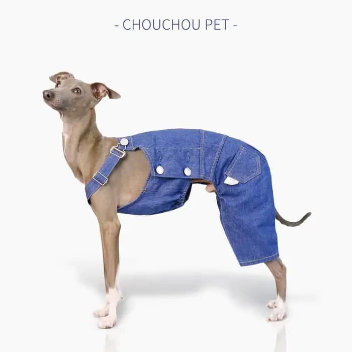 Salopette en denim lévrier italien rétro classique tissu de protection des jambes pantalon réglable 