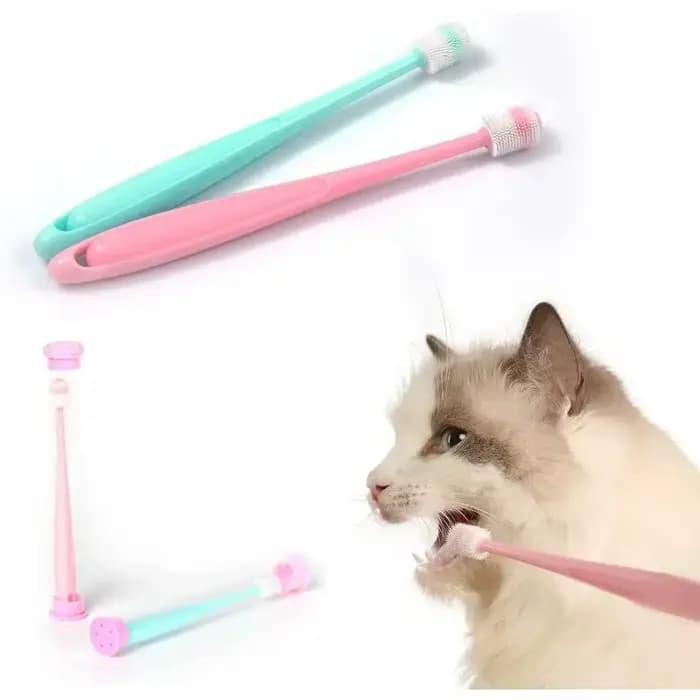 TONG-Brosse à dents en silicone souple pour petit chien et chat, étui de soins dentaires, facile à m