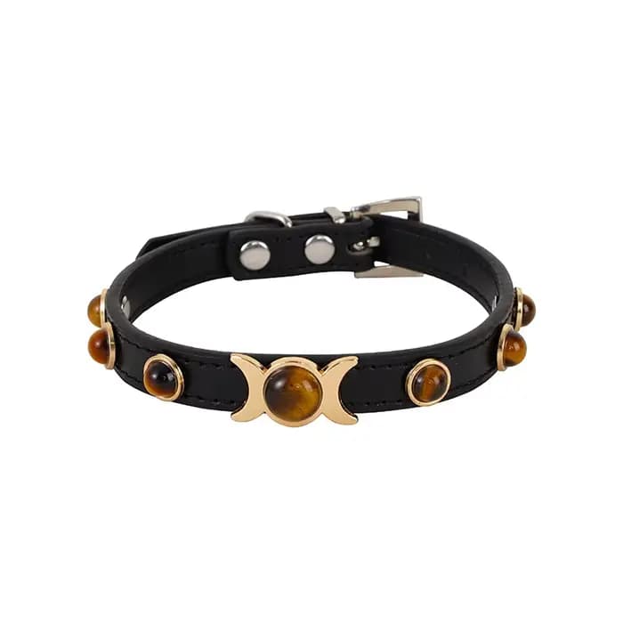 Collier en cuir souple pour chat, décoration yeux de tigre, sangle de cou pour chiot, chaton, accessoires, fournitures pour chats, Chihuahua XS/S/M