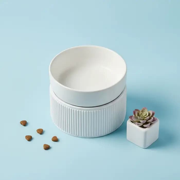 Bols en céramique pour nourriture et eau pour chat, faciles à nettoyer, double bol en céramique pour chat, station d'alimentation surélevée pour chatons