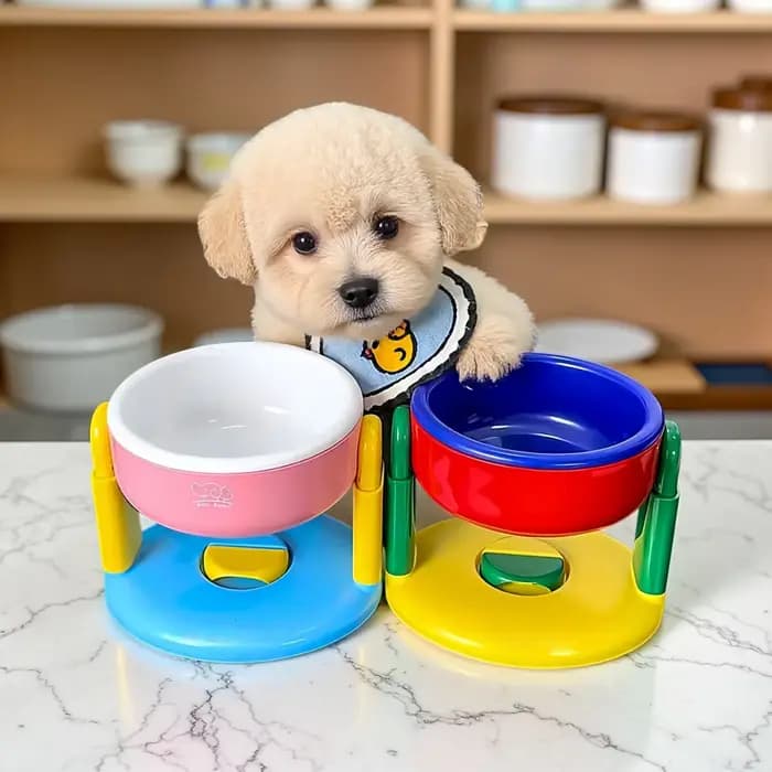 Bol d'alimentation pour animaux de compagnie de grande taille pour chats et chiens avec support détachable à hauteur