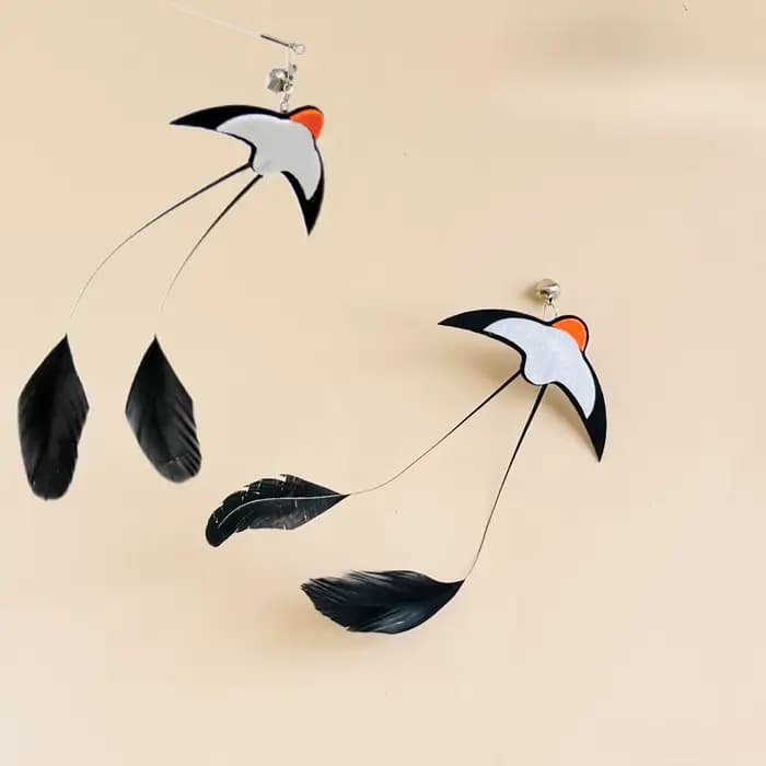 Jouet interactif pour chat, Simulation drôle de plume d'oiseau avec cloche, bâton de chat, jouet pour chaton, baguette Teaser, fournitures pour animaux de compagnie