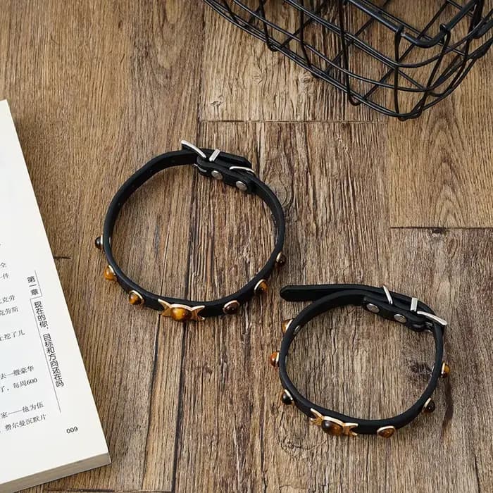 Collier en cuir souple pour chat, décoration yeux de tigre, sangle de cou pour chiot, chaton, accessoires, fournitures pour chats, Chihuahua XS/S/M