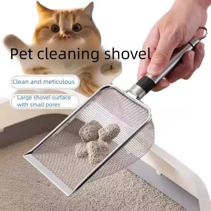 Pelle à litière pour chat en acier inoxydable avec tamis à mailles fines pour substrat de reptile