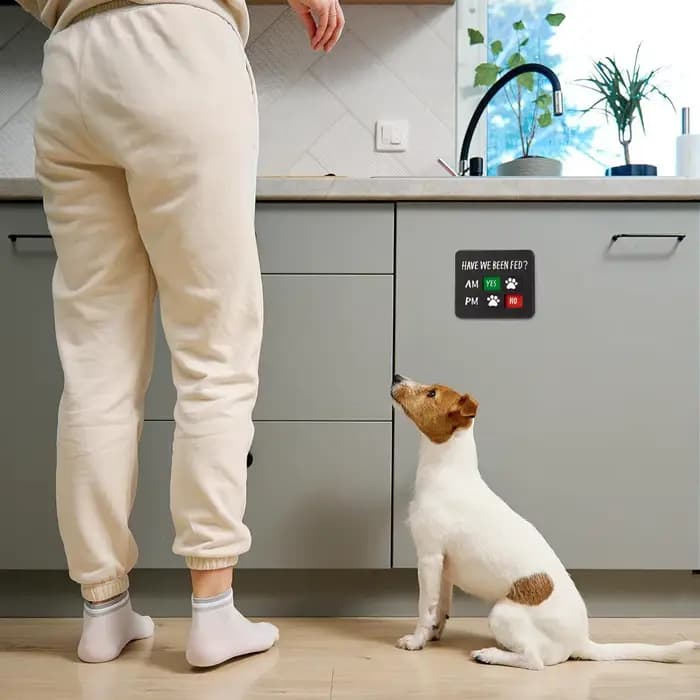 Tableau de rappel d'alimentation pour animaux de compagnie AM/PM avec aimants coulissants Oui/Non – Panneau