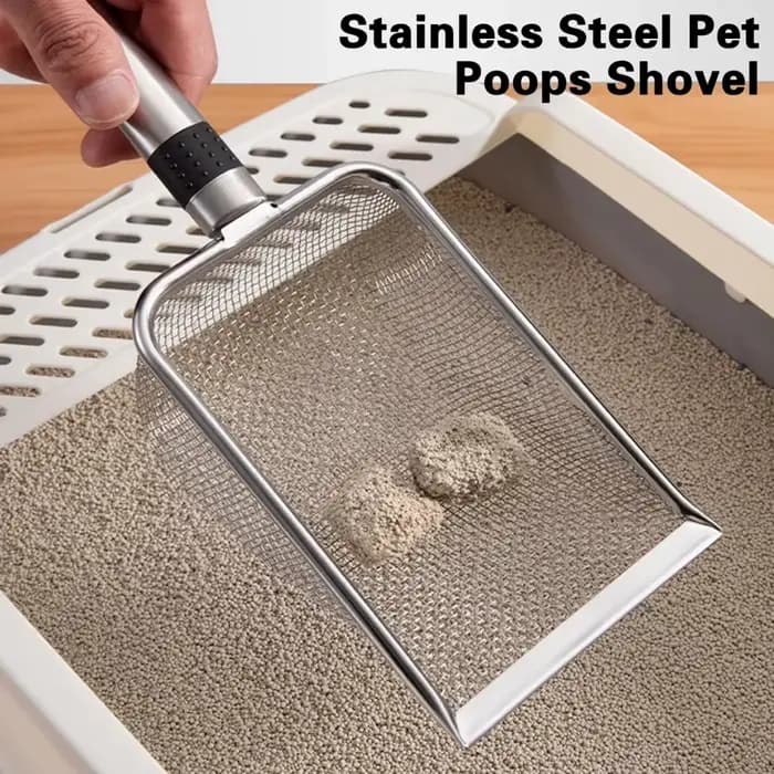 Pelle à litière pour chat en acier inoxydable – Durable