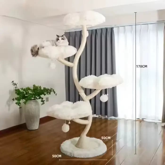 Arbre à chat multi-niveaux en rotin