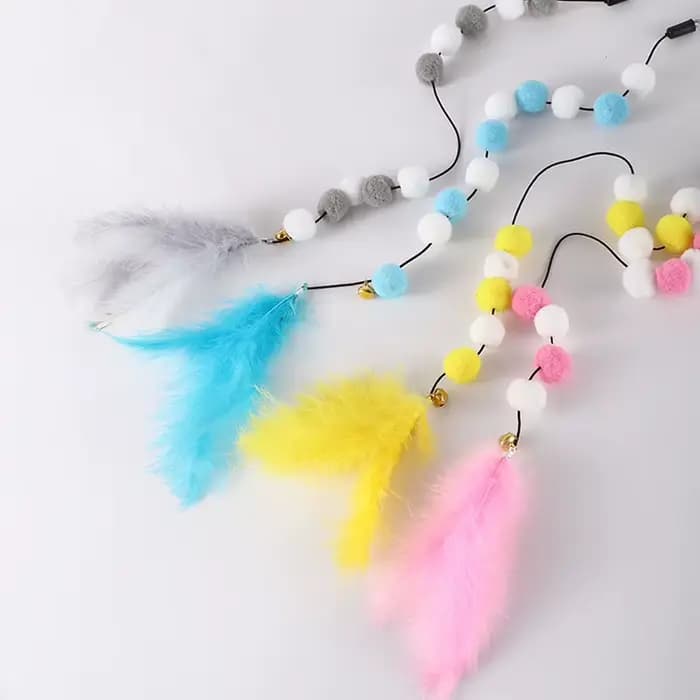 이Funny chaton chat Teaser jouet interactif tige avec cloche et plumes jouets pour créatif lapin bande de cheveux chastant des accessoires pour animaux de compagnie