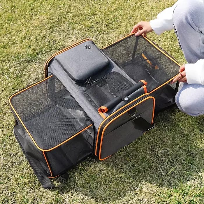 Sac de transport pliable pour chat de grande capacité
