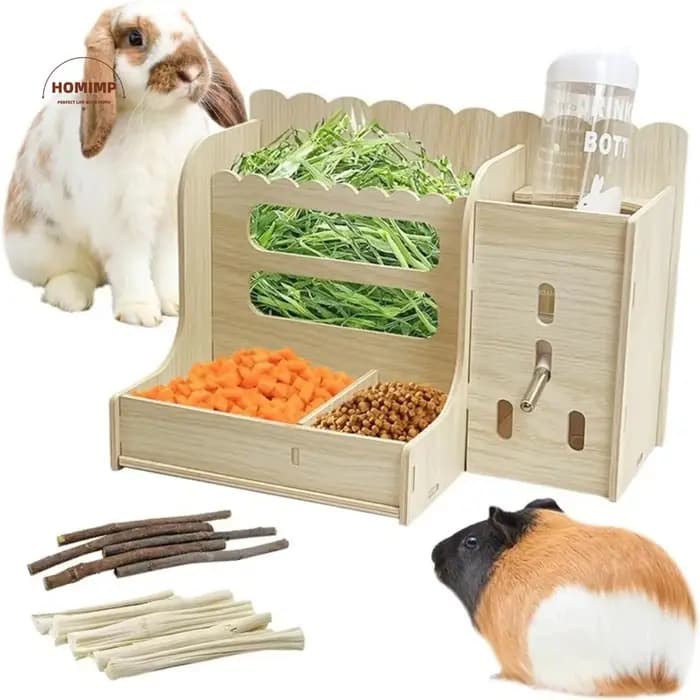 Mangeoire à foin pour lapin 2 en 1