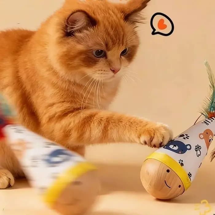 Balle interactive pour chat avec plume