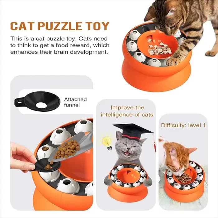Bol d'alimentation lente pour chat, jouet interactif d'intelligence, anti-glouton, pour stimulation mentale, amélioration de la digestion, équipement d'alimentation en forme de labyrinthe